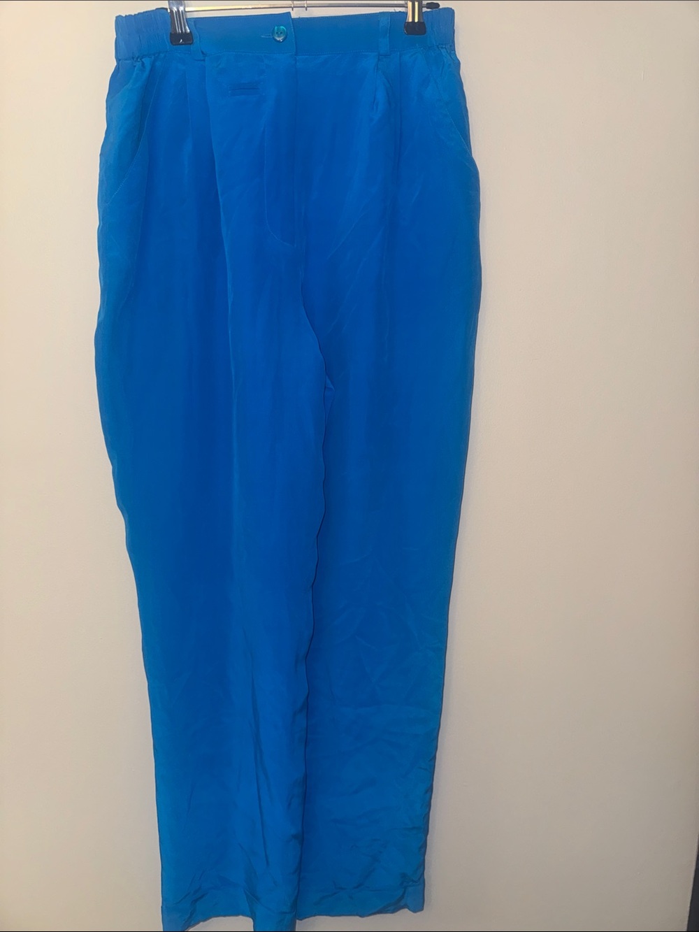 Vintage Gary Fabrikant 100% Silk Pants Royal Blue Size 8 Fits XS/S